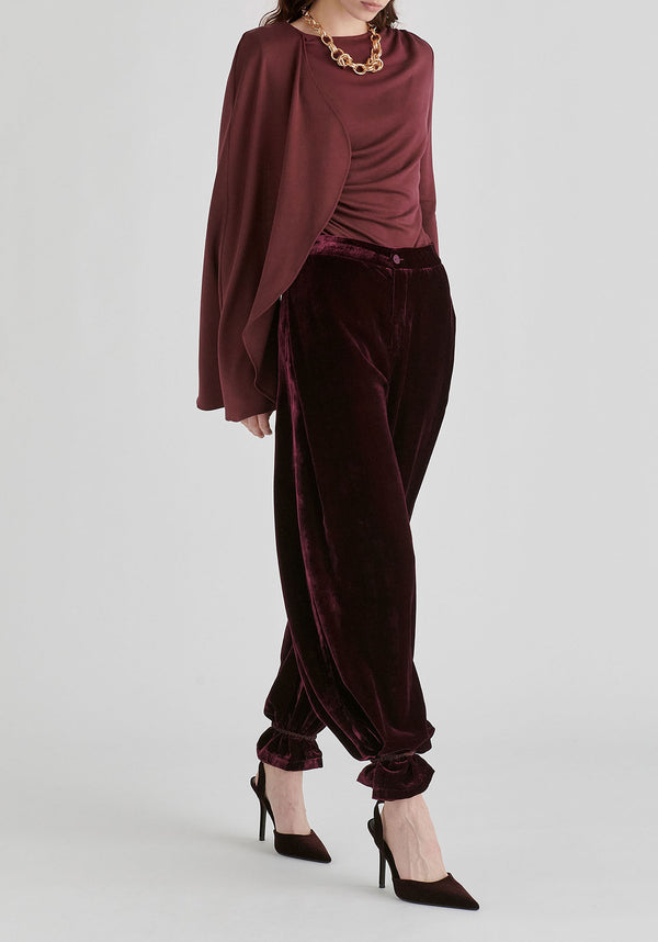 Asymmetrical Cape Sleeve Lyocell Jersey Top