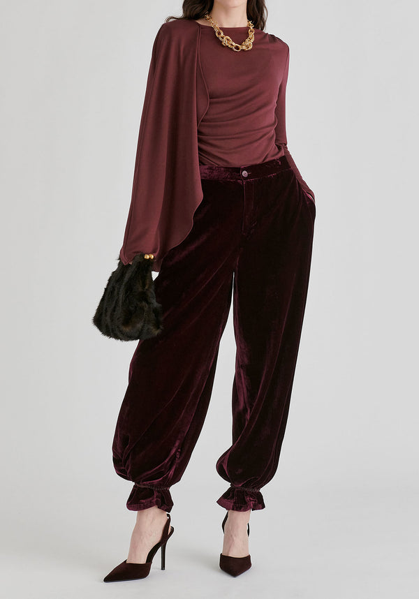 Asymmetrical Cape Sleeve Lyocell Jersey Top