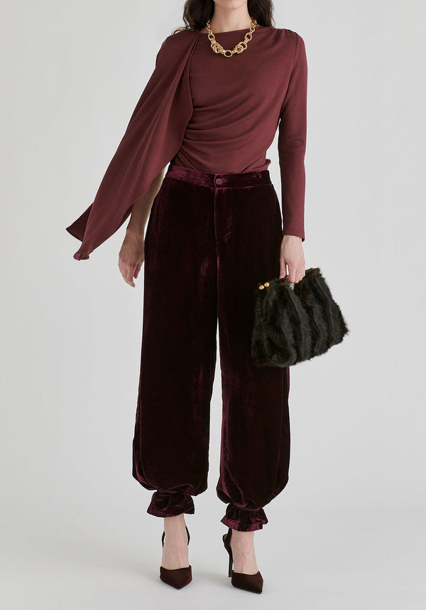 Asymmetrical Cape Sleeve Lyocell Jersey Top