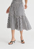 Tiered Striped Midi Skirt