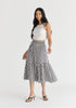 Tiered Striped Midi Skirt