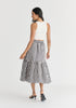 Tiered Striped Midi Skirt