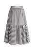 Tiered Striped Midi Skirt