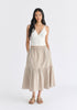 Tiered Striped Midi Skirt