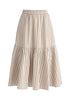 Tiered Striped Midi Skirt
