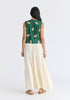 Cheesecloth Shirred Waist Tiered Maxi Skirt in Cream Back