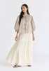 Cheesecloth Shirred Waist Tiered Maxi Skirt in Cream Front