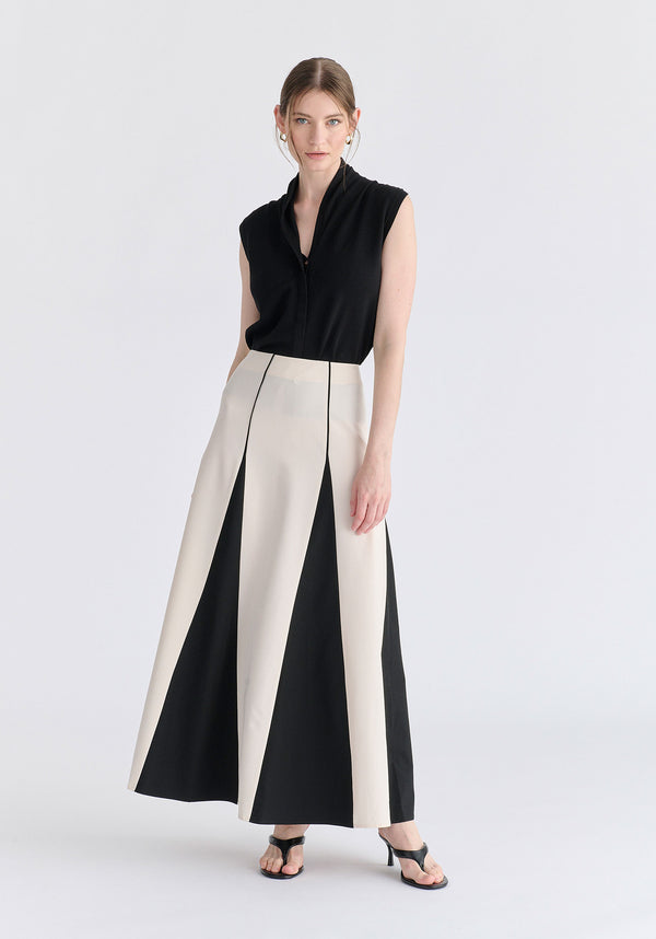 Contrast Details Maxi Skirt