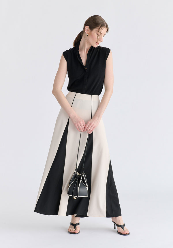 Contrast Details Maxi Skirt