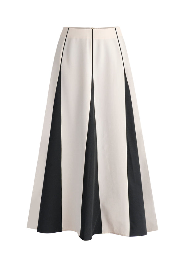 Contrast Details Maxi Skirt