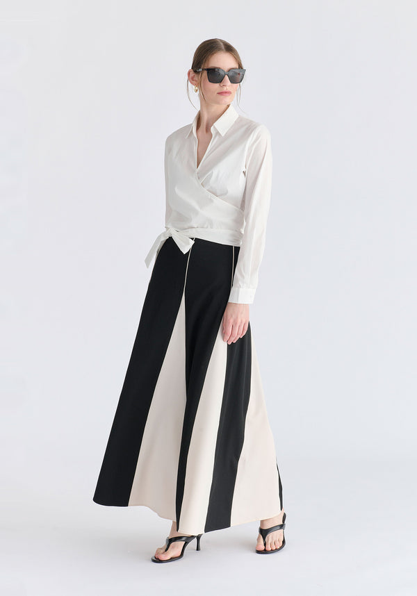 Contrast Details Maxi Skirt