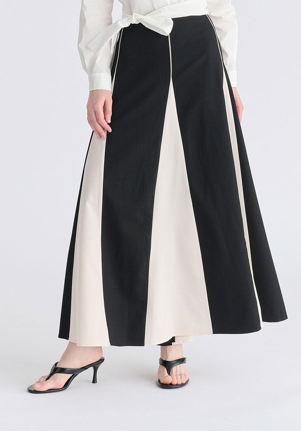Contrast Details Maxi Skirt