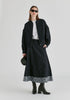 Embroidered Polka Dot A-Line Denim Skirt with Contrast Hem