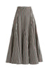 Striped Flared Maxi Skirt with Godet Paneling in Black Stripes Cutout