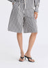 Striped Bermuda Shorts in Cream and Black Closeup