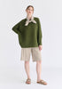 Striped Bermuda Shorts in Taupe and Green Front