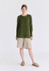 Striped Bermuda Shorts in Taupe and Green Front