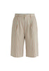 Striped Bermuda Shorts in Taupe and Green Cutout