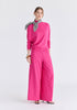 Wide Leg Lyocell Jersey Trousers in Hot Pink Front