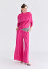 Wide Leg Lyocell Jersey Trousers in Hot Pink Front