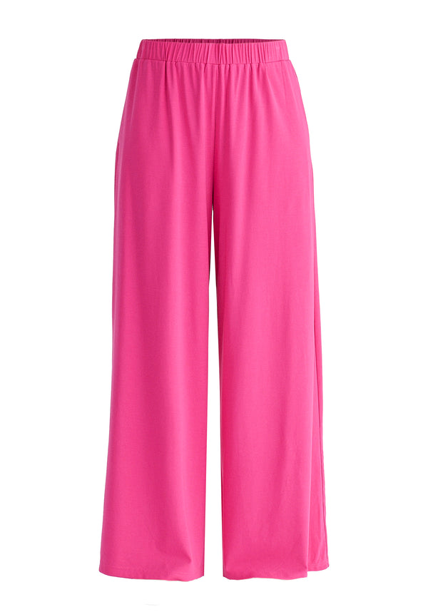 Wide Leg Lyocell Jersey Trousers in Hot Pink Cutout