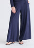 Wide Leg Lyocell Jersey Trousers in Navy Closeup