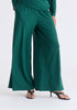 Wide Leg Lyocell Jersey Trousers in Green Closeup