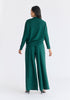 Wide Leg Lyocell Jersey Trousers in Green Back