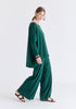 Wide Leg Lyocell Jersey Trousers in Green Side