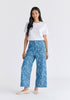 Wide Leg Denim Trousers in Leaf Pattern
