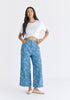 Wide Leg Denim Trousers in Leaf Pattern