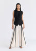 Contrast Detail Wide Leg Trousers