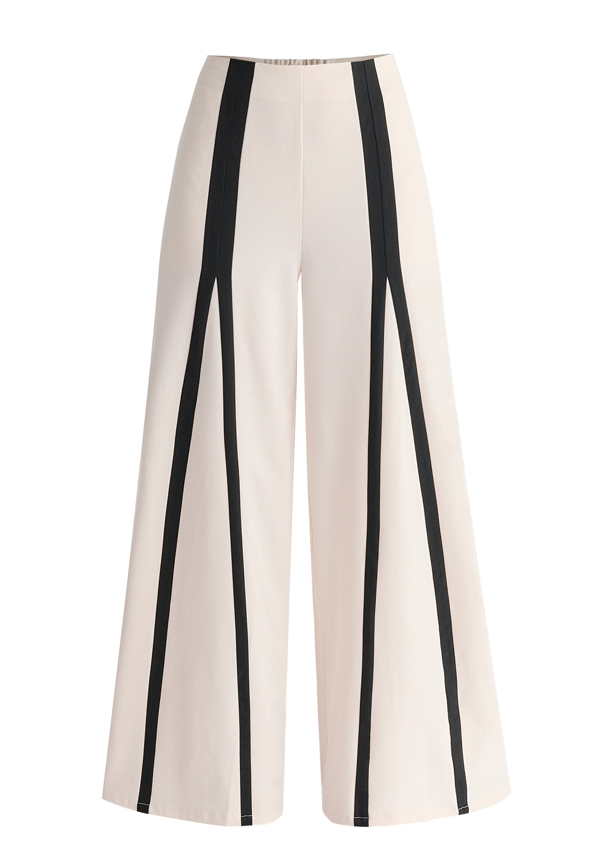 Contrast Detail Wide Leg Trousers