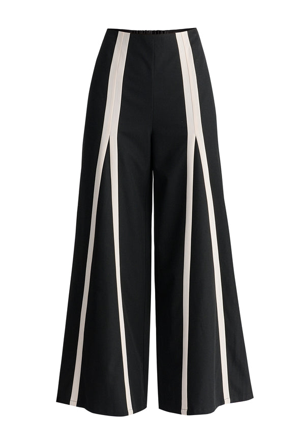 Contrast Detail Wide Leg Trousers