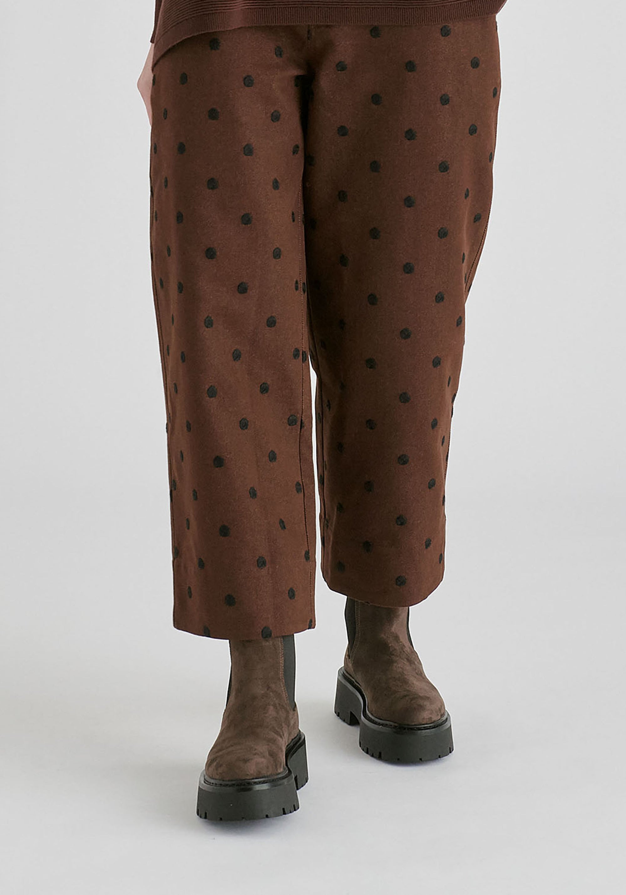 Embroidered Polka Dots Denim Barrel Trousers