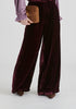 Velvet Wide-Leg Trousers with Separate Elastic Ankle Bands