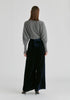 Velvet Wide-Leg Trousers with Separate Elastic Ankle Bands in Navy Back