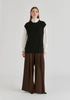 High Waisted Wide Leg Tailored Trousers with Pleated Side Panels