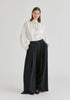 High Waisted Wide Leg Tailored Trousers with Pleated Side Panels