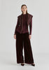 Striped Triangle Scarf in Wine Front