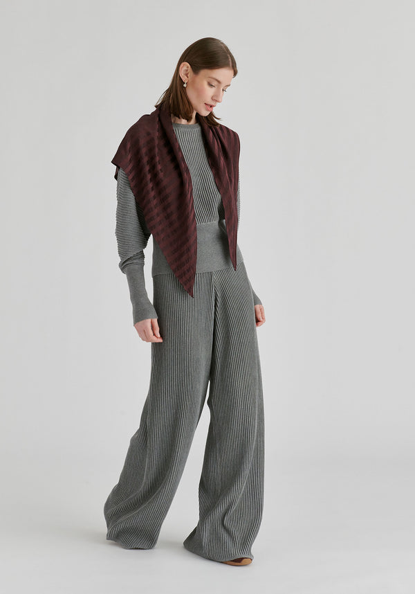 Striped Triangle Scarf in Wine Side