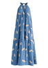 Leaf Embroidered Halterneck Maxi Dress