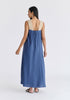 Cross Strap Halterneck Maxi Dress in Blue and Taupe Back