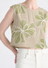 Floral Embroidered Cropped Top in Green Closeup