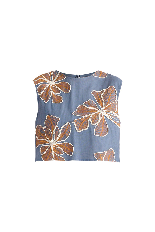 Floral Embroidered Cropped Top