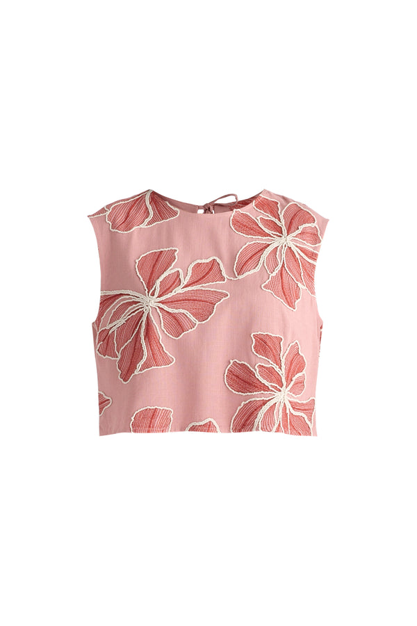 Floral Embroidered Cropped Top