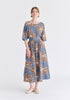 Floral Embroidered Relax Fit Top in Blue Front