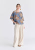 Floral Embroidered Relax Fit Top in Blue Front
