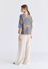 Floral Embroidered Relax Fit Top in Blue Back