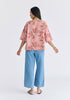 Floral Embroidered Relax Fit Top in Pink Back